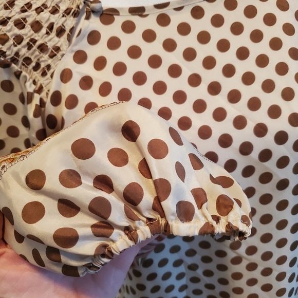 BCBGMAXAZRIA Shift Dress Small 100% Silk Polka dot Long sleeve Lightweight - Picture 7 of 11